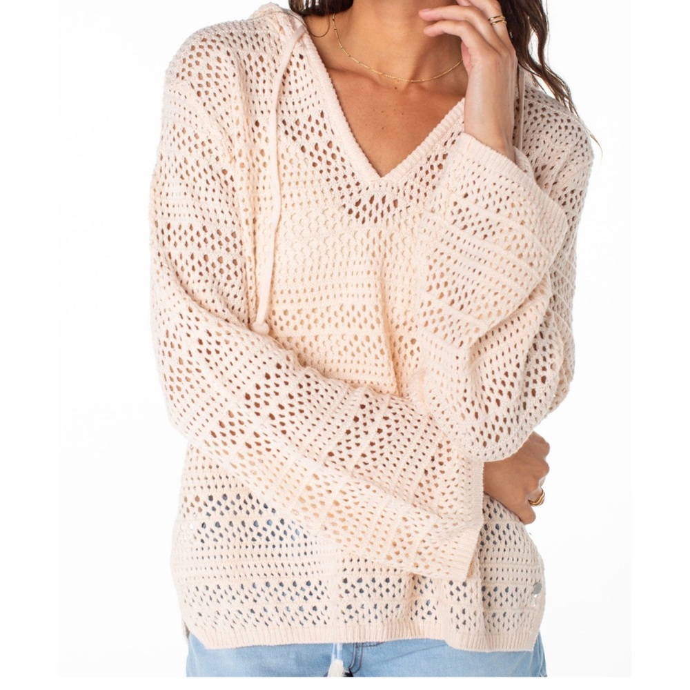 Roxy Women's Hippie Love Solid Taupe Knit Poncho Sweater